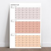 Tarihsiz Üç Aylık Duvar Takvimi, 90 Günlük Plan, Duvar Planlayıcı, Boho Renk, Toprak Tonu - 35x50 cm - 1