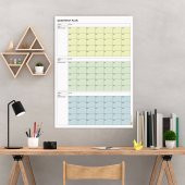 Tarihsiz Üç Aylık Duvar Takvimi, 90 Günlük Plan, Duvar Planlayıcı, Yeşil Renk - 70x100 cm - 1