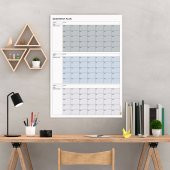 Tarihsiz Üç Aylık Duvar Takvimi, 90 Günlük Plan, Duvar Planlayıcı, Gri Renk - 70x100 cm - 1