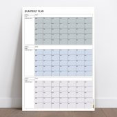 Tarihsiz Üç Aylık Duvar Takvimi, 90 Günlük Plan, Duvar Planlayıcı, Gri Renk - 70x100 cm - 2