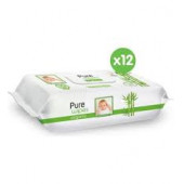 Pure Baby Organik Bambu Özlü 60 Yaprak 12'li Paket Islak Mendil - 1