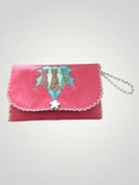 Vegan Deri Portföy/Clutch Kedili Tasarım Çanta - Bordo Renk - Boyutları 17/26 - 3