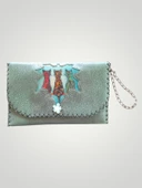 Vegan Deri Portföy/Clutch Kedili Tasarım Çanta - Yeşil Renk - Boyutları 17/26 - 1