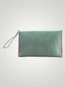 Vegan Deri Portföy/Clutch Resimli Tasarım Çanta - Yeşil Renk - Boyutları 17/26 - 4