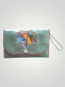Vegan Deri Portföy/Clutch Resimli Tasarım Çanta - Yeşil Renk - Boyutları 17/26 - 3