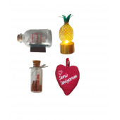 Eşe Sevgili Romantik Hediye Gold Ananas Mini Led Lamba Şişe Içinde Ahşap Gemi Dilek Şişe Kalp Yastık - 1