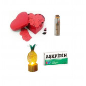 Eşe Sevgiliye En Güzel Gün Romantik Hediye Aşk Sözleri Kalp Kutusu Aşkpirin Ananas Lamba Dilek Şişe - 1