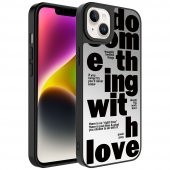 KNY Apple İphone 14 Plus Kılıf Aynalı Desenli Parlak Mirror Kapak Siyah - 1