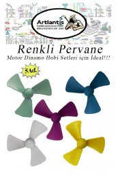 Deney Pervanesi Renkli 5 Adet Dc Motor Dinamo Uyumlu Pervane 3 Kanatlı Pervane Deney Eğitim Pervanesi thumbnail 1