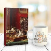 Halk Kitabevi Oyunbozan Kediler 128 Sayfa Çizgili defter ve Kedi Yumağı Kupa Bardak - 1