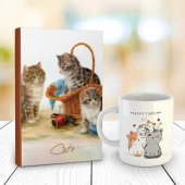 Halk Kitabevi Tekir 128 Sayfa Çizgili defter ve Kedi Ailesi Kupa Bardak - 1