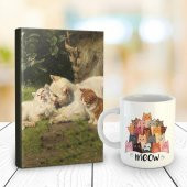 Halk Kitabevi Kedi Ailesi 128 Sayfa Çizgili defter ve Sivri Kulaklar Kupa Bardak - 1
