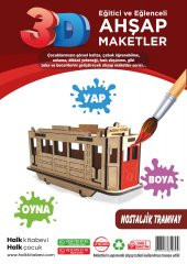 Halk Kitabevi Nostaljik Tramvay, 3D Ahşap Maket - 3