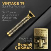 Halk Kitabevi USB Şarjlı Vintage T9 Traş Makinesı ve Benzinli Çakmak - 1