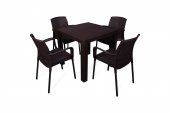 Mandella Elit Rattan 80x80 Defne Koltuk Masa Takımı Kahve - 1