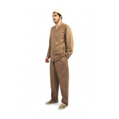 Hac Umre Kıyafeti Duble Cep Safari Takım Gabardin Kumaş Kahverengi - 3