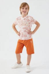 U.S. Polo Assn 1356 Garson Flowered Details Erkek Çocuk Bermuda Takım - 3