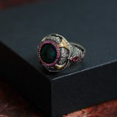 Zores Özel Tasarım Ay Yıldız İşlemeli 925 Ayar Gümüş Erkek Yüzük -Z3686 - 1