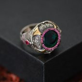 Zores Özel Tasarım Ay Yıldız İşlemeli 925 Ayar Gümüş Erkek Yüzük -Z3686 - 2