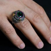 Zores Özel Tasarım Ay Yıldız İşlemeli 925 Ayar Gümüş Erkek Yüzük -Z3686 - 3