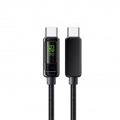 Zuidid LCD Ekranlı Metal Başlıklı Hasır Örgü Type-C to Type-C Hızlı Şarj ve Data Kablo - 1