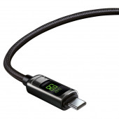 Zuidid LCD Ekranlı Metal Başlıklı Hasır Örgü Type-C to Type-C Hızlı Şarj ve Data Kablo - 2