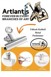 Yaylı Askılı Maşa Klips 64 mm 12 Adet Metal Beyaz Kıskaç 140 Yaprak Kapasiteli Pürüzsüz Mandal Kıskac - 3