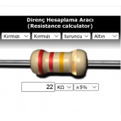 OEM 22 Kr (Kiloohm) Direnç 1/4 Watt (5 Adet) - 1