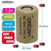Orion 1.2V Ni-Cd 4/5SC 1500mAh Şarj Edilebilir Pil - HP - 3