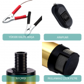 KIZILIRMAK 12 VOLT ALÜMİNYUM DALGIÇ TİPİ SIVI AKTARMA POMPASI (FİLTRE+ARAPUAR) - 3
