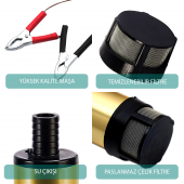 KIZILIRMAK 12 VOLT ALÜMİNYUM DALGIÇ TİPİ SIVI AKTARMA POMPASI (FİLTRE + ADAPTÖR - 3