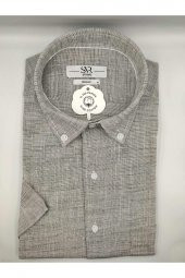 SÜVARİ KISA KOL BOL KESİM PAMUKLU TEK CEPLİ ÖZEL KALIP KLASİK GÖMLEK SİYAH - 1