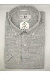 SÜVARİ KISA KOL BOL KESİM PAMUKLU TEK CEPLİ ÖZEL KALIP KLASİK GÖMLEK SİYAH - 2