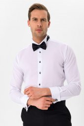 Manşetli Slim Kalıp Düz Gömlek thumbnail 1