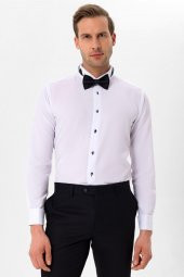 Manşetli Slim Kalıp Düz Gömlek thumbnail 3