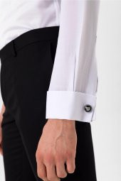 Manşetli Slim Kalıp Düz Gömlek thumbnail 5