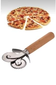 Çift Başlıklı Ahşap Saplı Pizza Kesici Hamur Kesici - 1