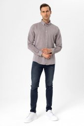 Köşeli Manşet Slimfit Düz Gömlek - 9