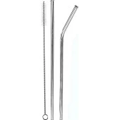 2 Adet Çelik Pipet ve Temizleme Fırçası 3 Parça Çelik Pipet Seti  Düz Pipet Eğik Pipet Ve Temizleme Fırçası 3'lü Set thumbnail 2