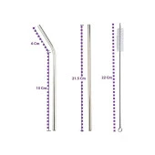 2 Adet Çelik Pipet ve Temizleme Fırçası 3 Parça Çelik Pipet Seti  Düz Pipet Eğik Pipet Ve Temizleme Fırçası 3'lü Set thumbnail 4