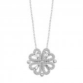 925 Ayar Gümüş Kalpli Açılabilen Yonca Kadın Gümüş Kolye thumbnail 1