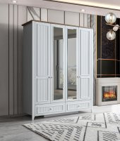 Erezoğulları Mobilya Yalı Modern 4 Kapaklı Aynalı Elbise Dolabı 165*60*211 - 2