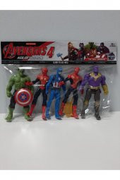 5 Li Hulk - Spider-man - Captain America - Iron Man - Thanos Figürlü Yenilmezler Oyun Seti - 1