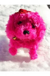 Pembe Yürüyen Havlayan Sevimli Pilli Peluş Köpek - 1