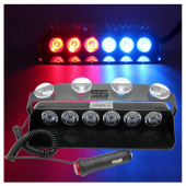 S6 Polis Çakarı Cam Içi Vantuzlu 6 Led Kırmızı Mavi Çakmaklık Girişli Ön Arka Cam 12 Mod - 1