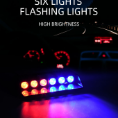 S6 Polis Çakarı Cam Içi Vantuzlu 6 Led Kırmızı Mavi Çakmaklık Girişli Ön Arka Cam 12 Mod - 6