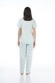 Estiva 22123 Kadın Kalp Desenli Kısa Kollu Viskon Pijama Takımı - 3