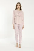 Estiva 22135 Kadın Çiçek Desenli Uzun Kollu Viskon Pijama Takımı - 2