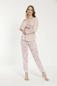 Estiva 22135 Kadın Çiçek Desenli Uzun Kollu Viskon Pijama Takımı - 3