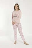 Estiva 22135 Kadın Çiçek Desenli Uzun Kollu Viskon Pijama Takımı - 4